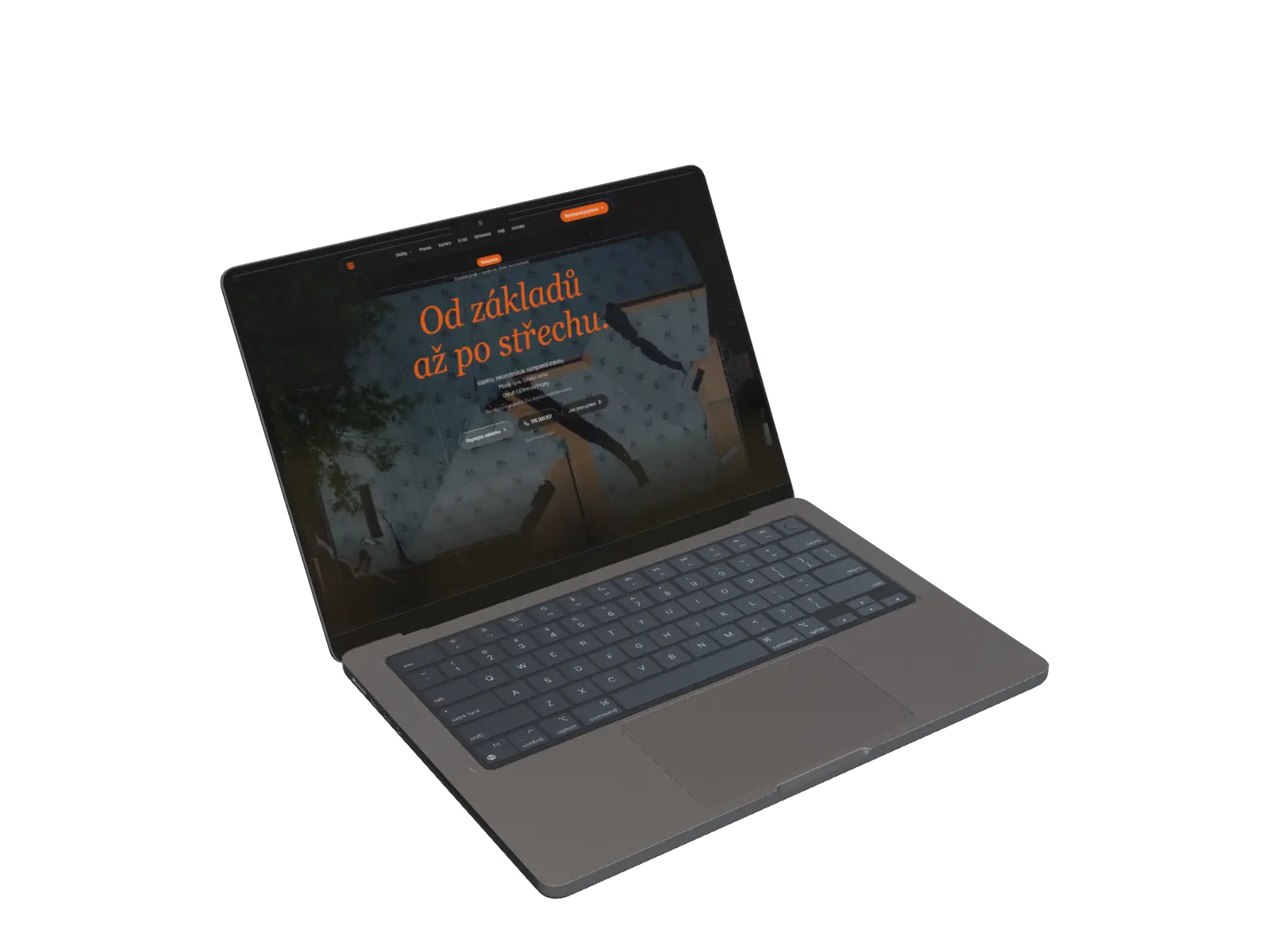 MacBook Pro s ukázkou webu